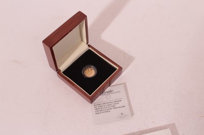 Lot 513 - Tristan Da Cunha - The London Mint Office issued 22ct gold Trafalgar half guinea 2008 (weight 4.2gms) in case of issue with Certificate of Authenticity (1 coin)