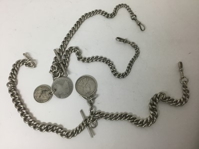 Lot 24 - Two silver watch chains