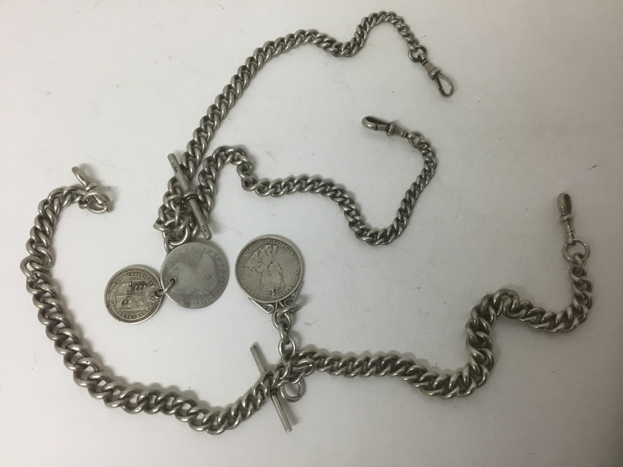 Lot 24 Two silver watch chains