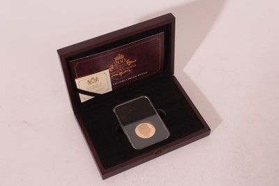 Lot 522 - Jersey - gold proof limited edition one penny 2019 struck in 22ct gold (N.B. weight 9.4gms) cased with Certificate of Authenticity (1 coin)