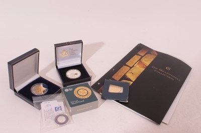 Lot 523 - World - Mixed silver coins to include The London Mint Office Cook Islands $1 Trafalgar coin with authentic copper inlay 2005, Tristan Da Cunha £5 coin rhodium plated with St George and The Dragon s...