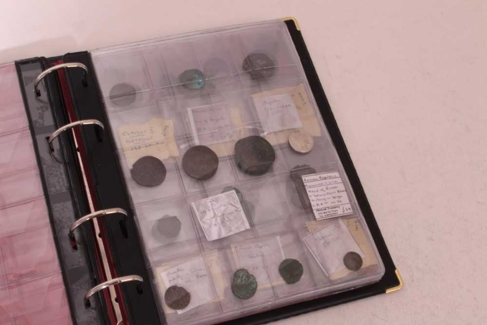 Lot 530 - Ancients - A folder containing mixed coinage to include Roman, Greek and other issues mostly in low grade, although a nice example of Roman Republic silver Denarius noted (qty)
