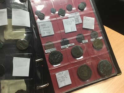 Lot 530 - Ancients - A folder containing mixed coinage to include Roman, Greek and other issues mostly in low grade, although a nice example of Roman Republic silver Denarius noted (qty)