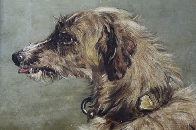 Lot 517 - After Sir Edwin Landseer oil - Hafed, a Scottish Deerhound