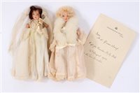 Lot 111 - HM Queen Mary - two composition dolls in ball...