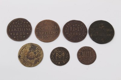 Lot 531 - G.B. - 17th century AE trade tokens to include Suffolk Bury St Edmunds - John Baythorne 1657 VF, Norfolk - 'City Arms' 1667 x2 AF&AVF, Kings Lynn 'Town Arms' 1668 VF, Dorset Dorchester 'Town Arms'...