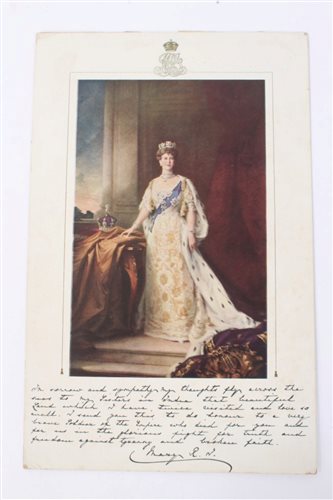 Lot 112 - HM Queen Mary - an unusual printed portrait on...