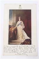 Lot 112 - HM Queen Mary - an unusual printed portrait on...