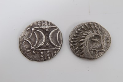 Lot 539 - Celtic - silver unit Iceni Norfolk God type EF/GVF (ref: ABC 1567).  This coin originates from the "Bowl Hoard", Sandringham, Norfolk (1 coin)
