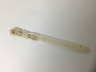 Lot 29 - 19th century Dieppe carved ivory paper knife