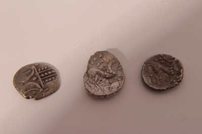 Lot 552 - Celtic - silver units to include Iceni 'Ecen six' type EF/GVF (ref: ABC 1663), 'Saenu' type GVF (ref: ABC 1699) scarce and 'Anted' type GF/AVF (ref: Spink 441) (3 coins)