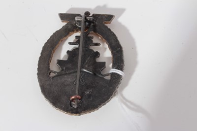Lot 279 - Second World War Nazi High Seas Fleet War Badge, with narrow pin backing and makers mark to reverse, possibly a post war copy