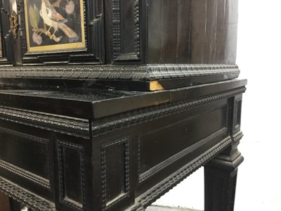 Lot 600 - Fine 18th century and later Italian pietra dura and ebonised cabinet on stand