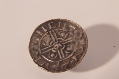 Lot 565 - Saxon - silver penny Cnut pointed helmet type (c1024-1030) rev: +SVRTINC M-O EOF (Swartinc on York) (ref: Spink 1158) GVF/AEF (1 coin)
