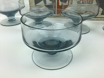 Lot 160 - Set of six Whitefriars Arctic Blue sundae glasses in original box