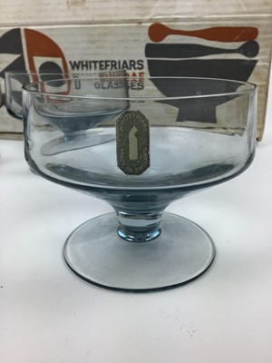 Lot 160 - Set of six Whitefriars Arctic Blue sundae glasses in original box