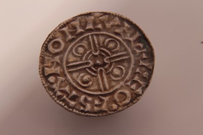 Lot 566 - Saxon - silver penny Cnut pointed helmet type (c1024-1030) rev: +L.EO.FSTA.MON LVN (Leofstan on London) (ref: Spink 1158) GEF (1 coin)