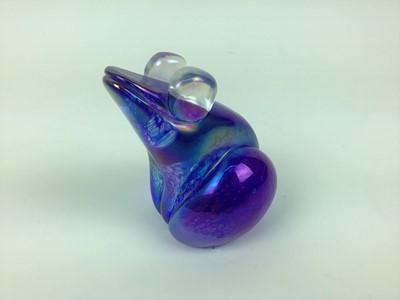 Lot 157 - John Ditchfield Glasform iridescent paperweight in the form of a frog, signed, 9.5cm high