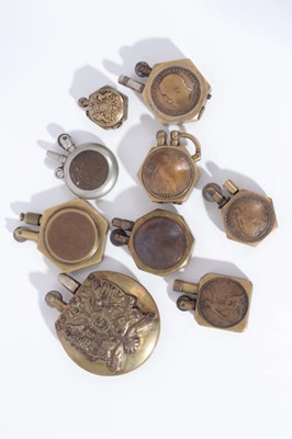 Lot 265 - Group of First World War Trench Art Lighters, set with coins (9 lighters)