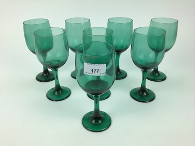 Lot 177 - Set of eight green glass wines