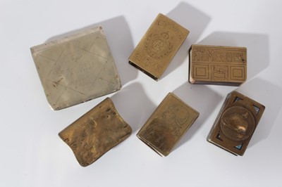 Lot 276 - Group of six First World World War brass and other Trench Art match box covers (6)