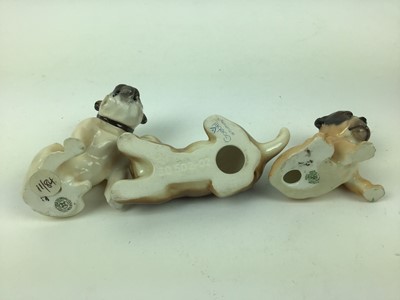 Lot 206 - Belleek model of a pig and seven various dog ornaments including Royal Doulton and Beswick