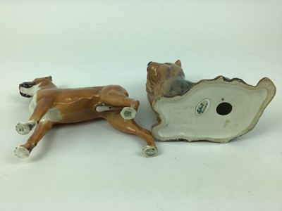 Lot 206 - Belleek model of a pig and seven various dog ornaments including Royal Doulton and Beswick