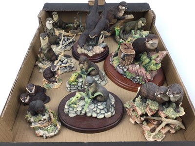 Lot 185 - Thirteen Border Fine Arts sculptures of otters including The Poacher, Together Again and Family Life