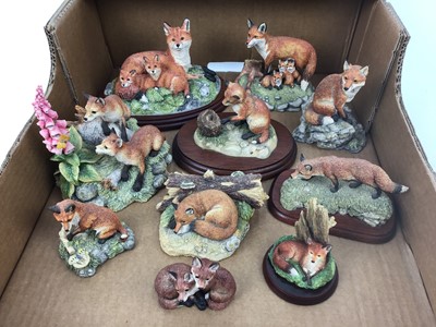 Lot 190 - Ten Border Fine Arts sculptures of foxes including Family Portrait, Summer Fun and Sitting Fox