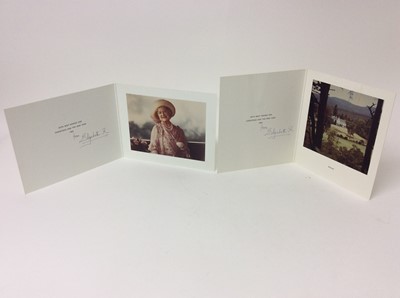 Lot 108 - H.M.Queen Elizabeth The Queen Mother, two signed 1981 and 1982 Christmas cards , both with colour portraits of The Queen Mother and signed ' From Elizabeth R ' both with envelopes