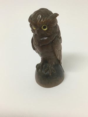 Lot 51 - Black Forrest carved owl novelty inkwell