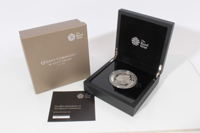 Lot 608 - G.B. - The Royal Mint issued 'Queen's Coronation 60th Anniversary' £10 silver proof five-ounce coin 2013 in case of issue with Certificates of Authenticity (1 coin)