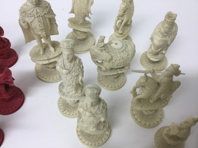 Lot 59 - Fine 19th century carved and red stained ivory chess set
