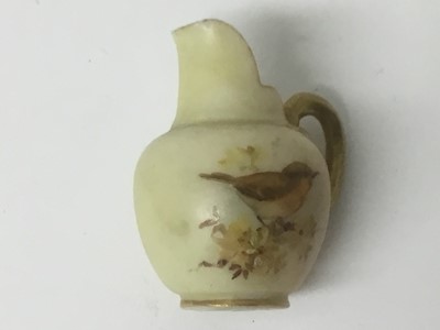Lot 61 - Royal Worcester miniature blush ivory vase, two other miniature Royal Worcester pieces