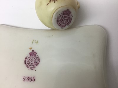 Lot 61 - Royal Worcester miniature blush ivory vase, two other miniature Royal Worcester pieces