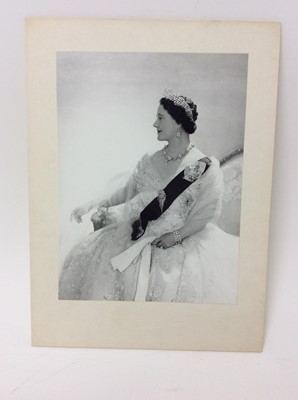 Lot 111 - H.M. Queen Elizabeth The Queen Mother , fine  1950s Cecil Beaton portrait photograph of The Queen wearing a beautiful ball gown , diamond tiara and Royal Family Orders and Garter star , Beaton stam...