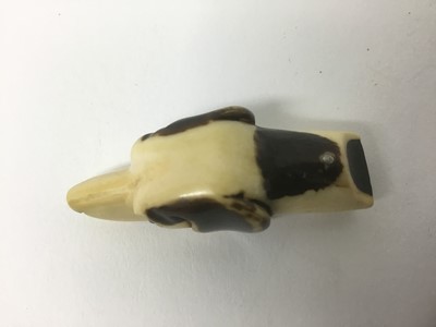 Lot 3 - Christmas present for the love of your life: Fine quality 19th century carved and stained ivory dog whistle