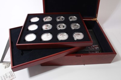 Lot 502 - Alderney - The Royal Mint Issued silver proof 'Great Britons' Twelve £5 coin set 2006 cased with Certificate of Authenticity (1 coin set)