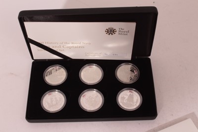 Lot 619 - Channel Islands - The Royal Mint Issued 'Ships Captains' silver proof £5 coin set 2009 to include examples from Alderney, Guernsey and Jersey, in case of issue with Certificates of Authenticity (1...