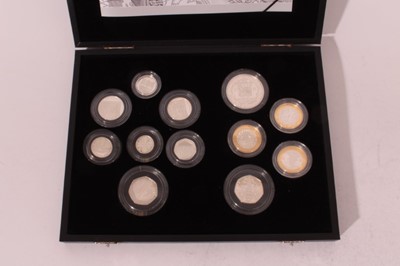 Lot 623 - G.B. - The Royal Mint Issued silver proof twelve coin set 209 to include 'Kew Gardens 50 pence' etc in case of issue with Certificate of Authenticity (1 coin set)