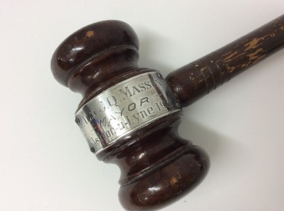 Lot 184 - A quartet of turned wooden gavels to include ebony, one with engraved white metal plaque for the Mayor of Ashton-u-Lyne 1937 (4)