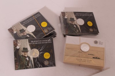 Lot 637 - G.B. - The Royal Mint Issued mixed silver twenty pounds in sealed flat packs to include 'The First World War Outbreak' 2014 x 8 and 'Sir Winston Churchill' 2015 x14 (22 coins)