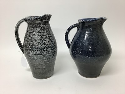 Lot 210 - Two Lisa Hammond (Maze Hill Pottery)studio pottery soda glazed jugs, 25.5cm and 24cm high