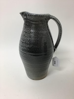 Lot 210 - Two Lisa Hammond (Maze Hill Pottery)studio pottery soda glazed jugs, 25.5cm and 24cm high