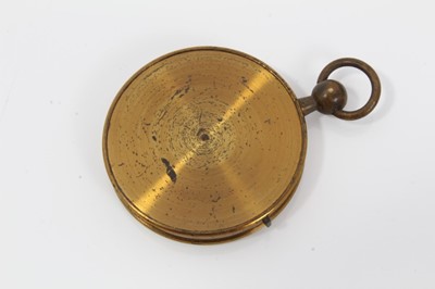 Lot 101 - 19th century gilt brass pocket compass with engraved silver dial, 3.5cm diameter