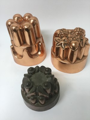 Lot 146 - Three Victorian copper jelly moulds