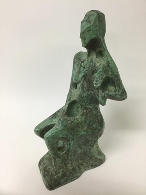 Lot 159 - Terence Jack Oram (20th century) two bronzed plaster sculptures, Sappho; Virgo, both signed and tilted to labels verso, 38cm high