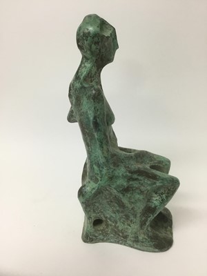 Lot 159 - Terence Jack Oram (20th century) two bronzed plaster sculptures, Sappho; Virgo, both signed and tilted to labels verso, 38cm high