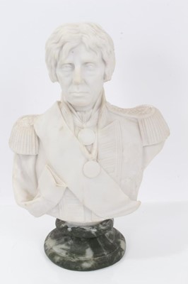 Lot 120 - Admiral Lord Nelson , impressive reproduction bust after Fredericks of the famous Admiral on circular socle. 31 cm high