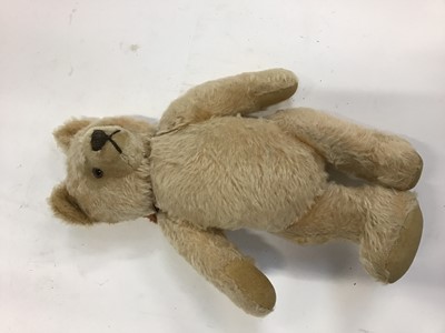 Lot 1408 - Steiff bear, mid-century. Pale blond mohair plush, button in ear and stitched nose.